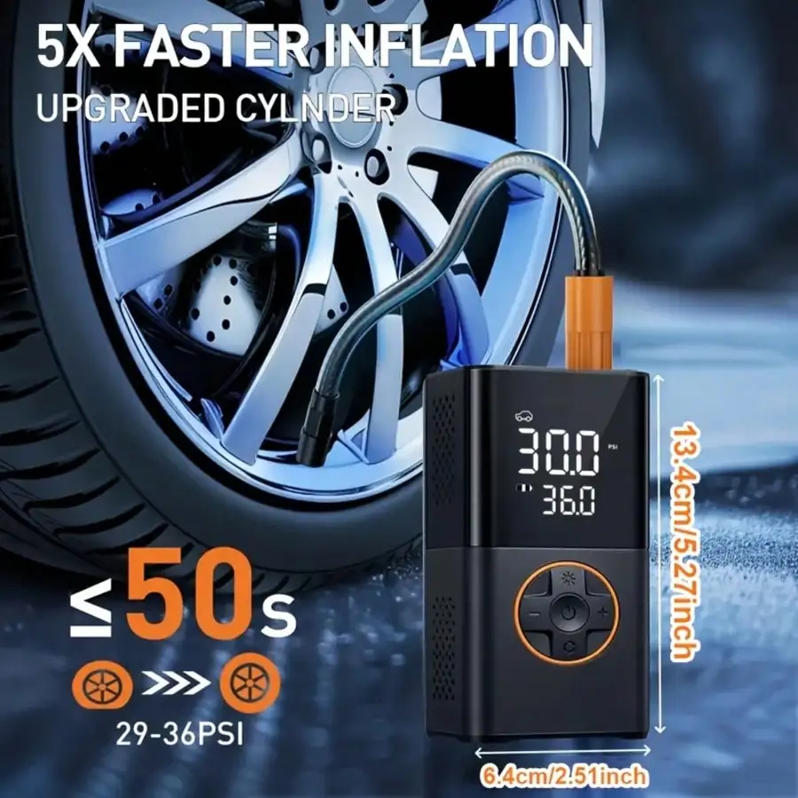 Cordless Mini Tire Inflator – Portable Electric Air Compressor With Digital Gauge & LED Light For Cars, Bikes, Motorcycles, And Balls, Fathers Day Gift