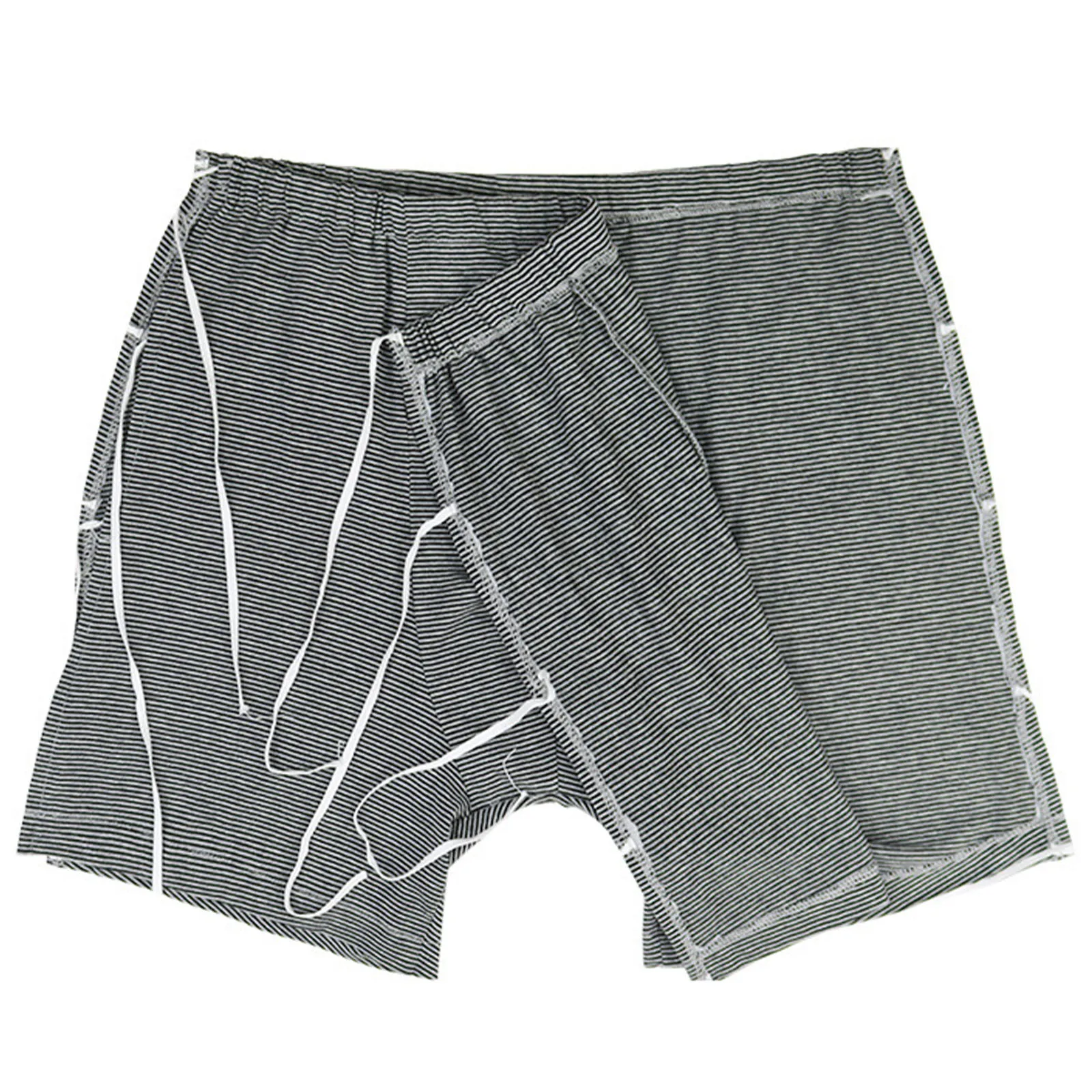 

Mens Both Side Lace-up Nursing Shorts Tear Away Easy Wearing Striped Shorts Boxer Shorts for Bedridden Patient Elderly Disabled