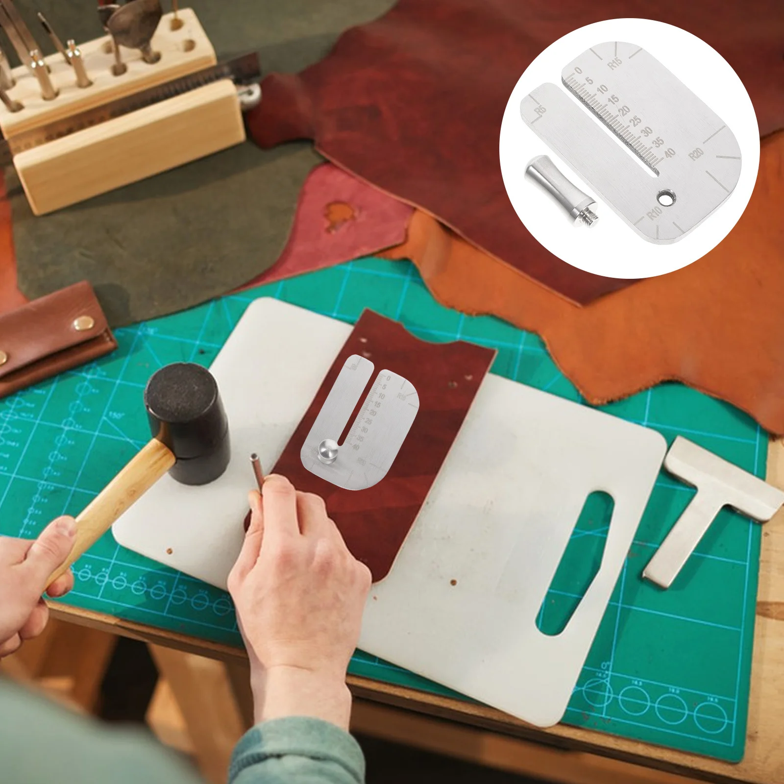 

Stainless Steel Stitching Punch Aid Plate Multipurpose DIY Craft Tool Accurate Hole Punch Leatherworking