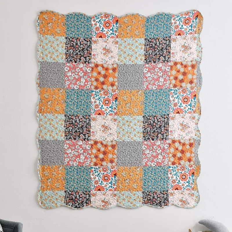

Carlie Modern Floral Quilt, Tapestry & Throw Blanket, 50 X 60 Inches, Calico Patches