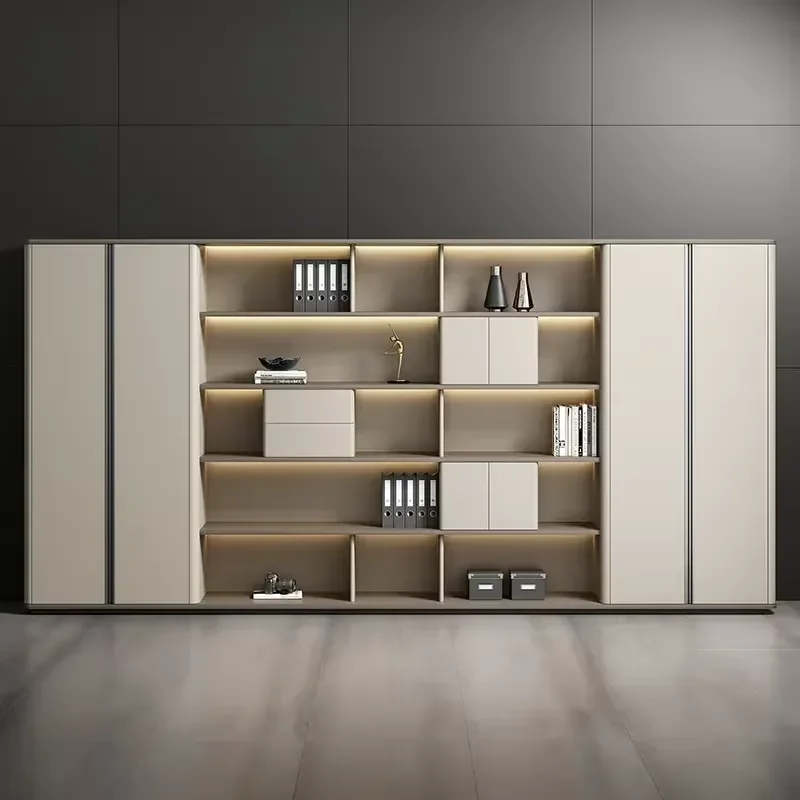 Nordic Modern Luxury Wood File Cabinet Storage Bookcase for Room Background Boss Office Archives Manager