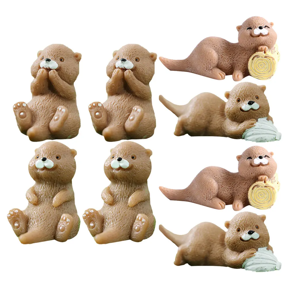

8pcs Otter Figurines Resin Animals Home Mini Animals Figures Decor Micro Landscape Statue Birthday Table Mini Figures