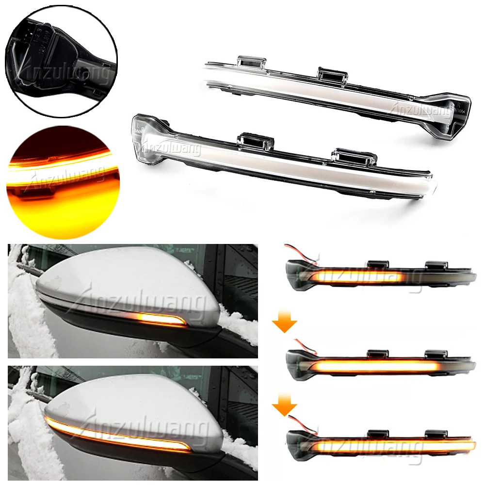 

2X For VW Volkswagen Golf 7 Jetta MK7 VII MK7 Golf 7.5 GTI R Touran LED Dynamic Turn Signal Light Side Mirror Sequential Blinker