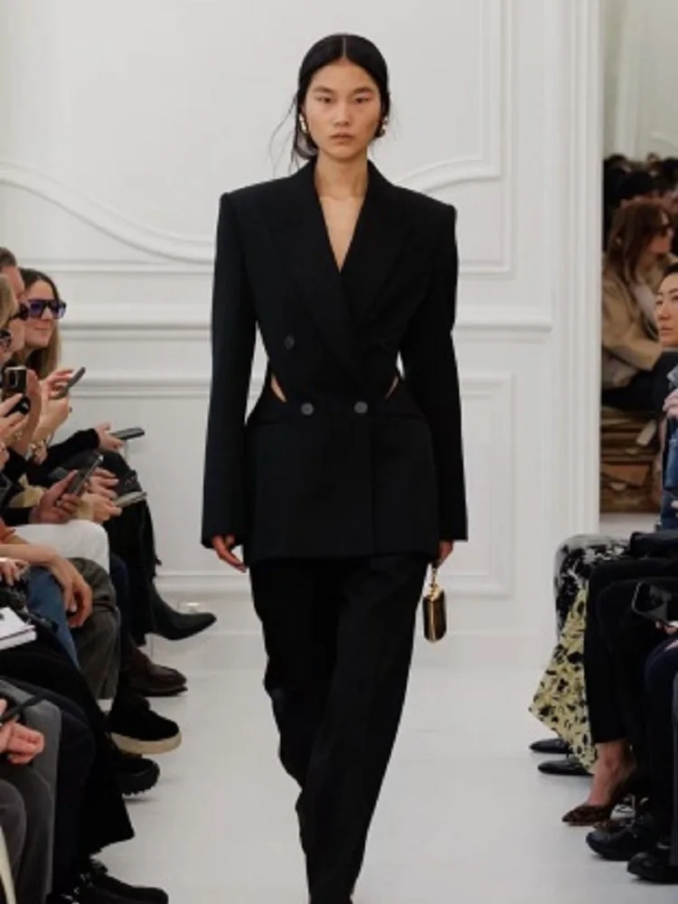 

Осень 202, женский пиджак, двубортный ажурный женский пиджак, верхняя одежда Y2K, новый высококачественный плащ, бюстгальтер