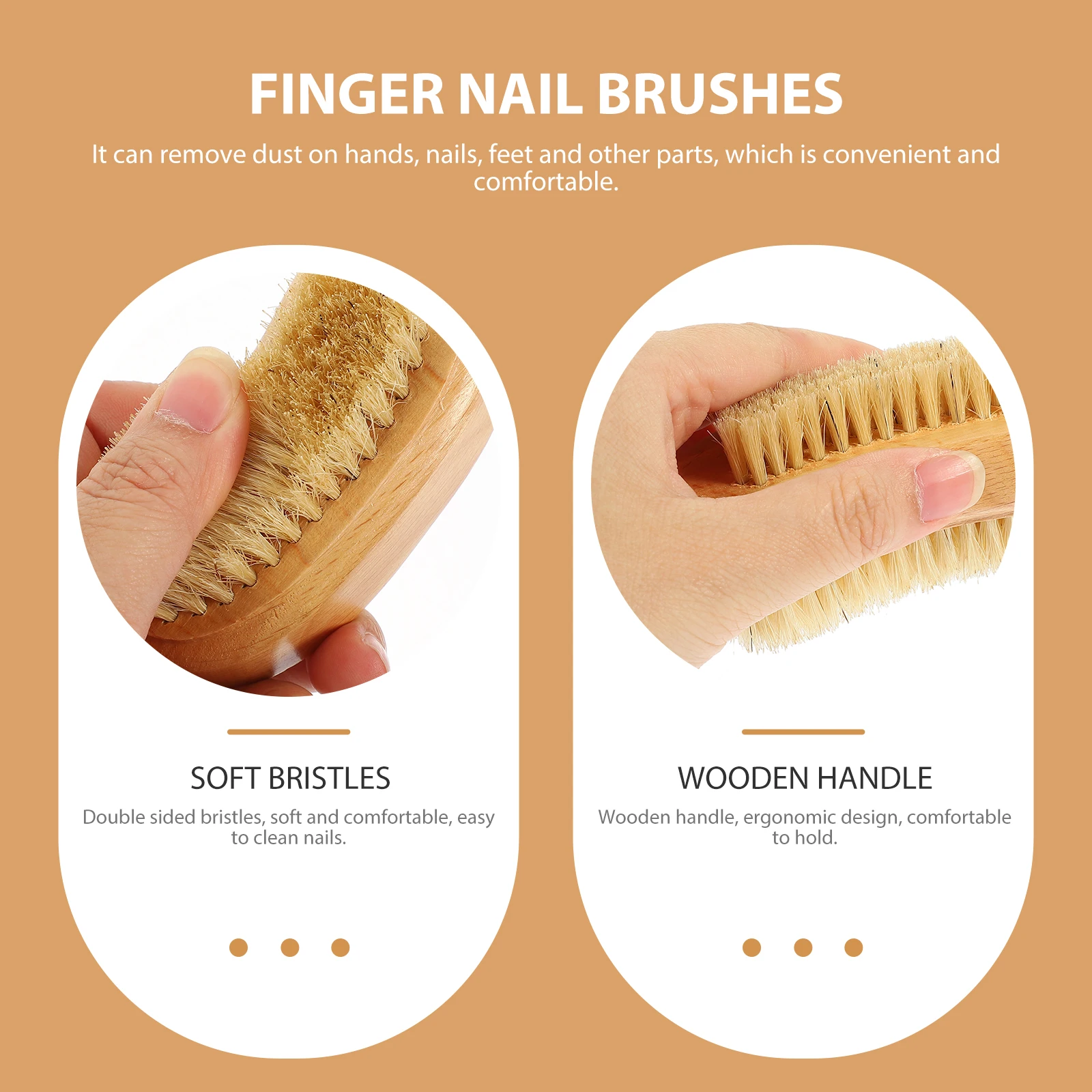 

3Pcs Nail Brush Fingernail Cleaner Natural Wood Hand Scrubber Durable Comfortable Household Travel Outdoor Wooden Accessories