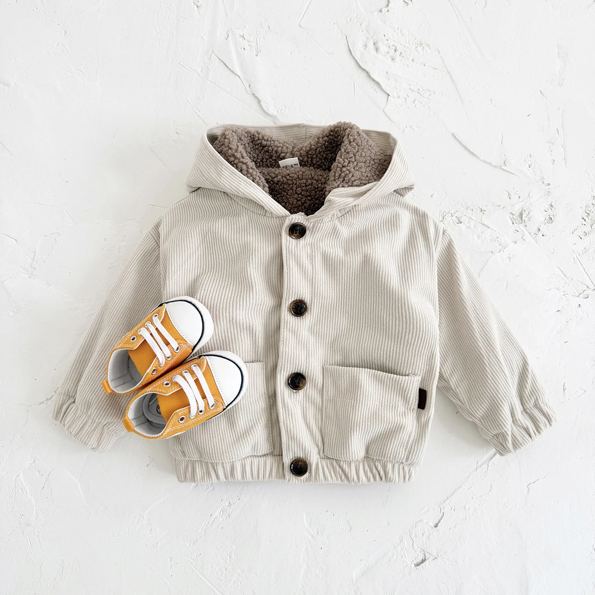 Ins Winter Warm Baby Girls Clothes Outdoor Jacket Thick Fleece Hoodie Infant Boys Baby Clothes Fruit Embroidery Newborn Baby Top