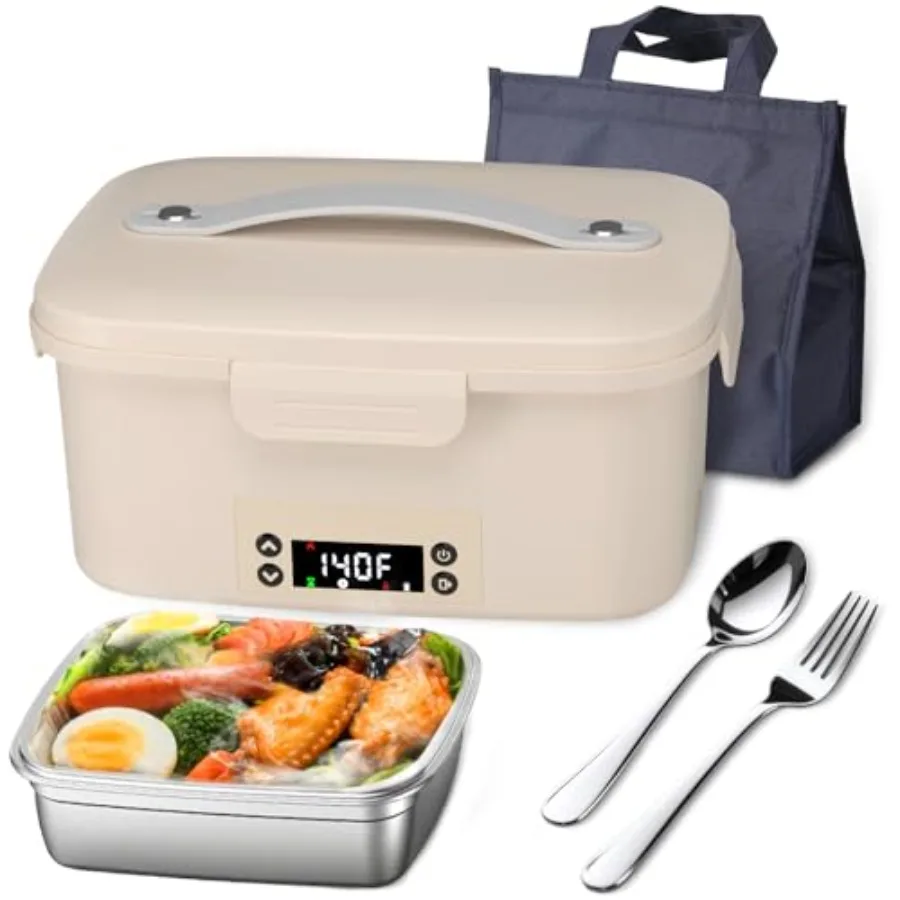 

Cordless Heated Lunch Box for Work Outdoor Activities, ABS Plastic, Black, Rechargeable Auto-Scheduled 1L Smart Food Heater
