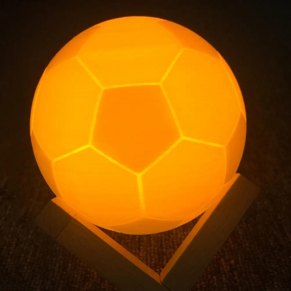 LED ナイトライト 3D プリント フットボール ランプ タッチ コントロール USB 充電ライト 10cm (コールド ホワイトとウォーム ホワイト)