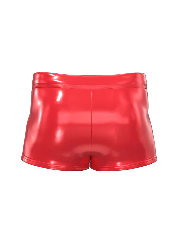 بولي كلوريد الفينيل الجلود الملاكم الرجال سراويل مثير زر مفتوح الجبهة المنشعب المثيرة الملابس الداخلية رجل كلوبوير الملابس الداخلية بولي Wetlook السراويل الساخنة #3