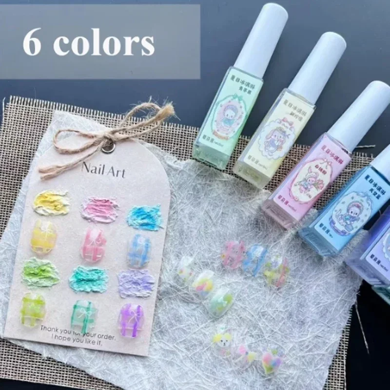 6ml Nail Art 6 Colors  Summer Ice Cream Nail Dye Solution Creative Nail Pattern DIY Design Dye Solution Women Nail Decoration