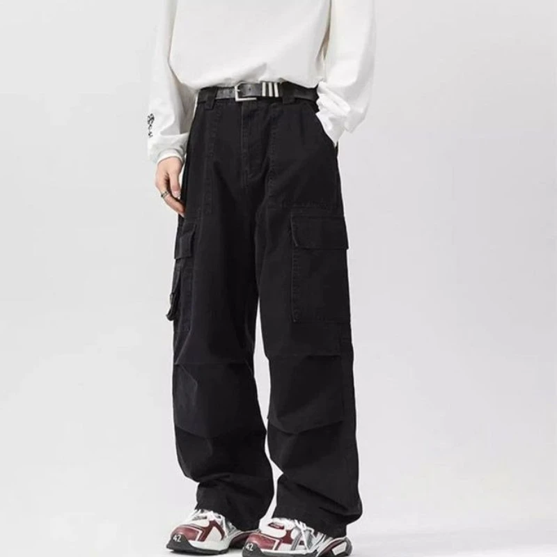 Pantaloni cargo dritti da uomo larghi multitasche in tinta unita Pantaloni alla moda di alta qualità più economici Pantaloni lunghi maschili stile coreano
