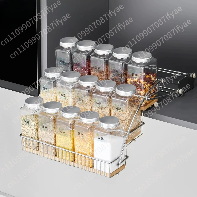 Kitchen Cabinet Hanging Cabinet Down Pull Basket Seasoning Lifting Nail Free Shelf Small Size