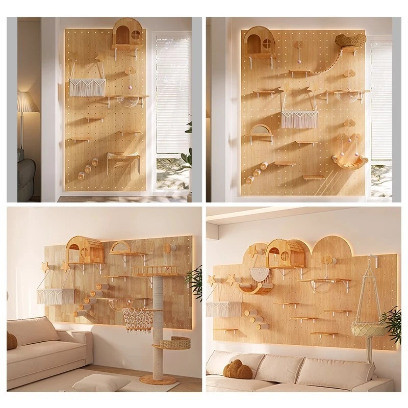 

Solid wood cat climbing frame small apartment hole board DIY space capsule