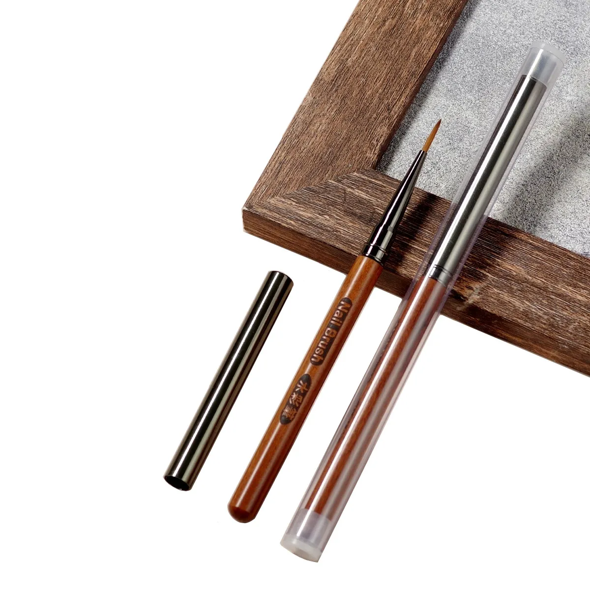 Round Wood Handle Nail Acrylic Brush UV Gel Carving Pen Brush Liquid Powder DIY Nail Drawing Nail Art Bruses