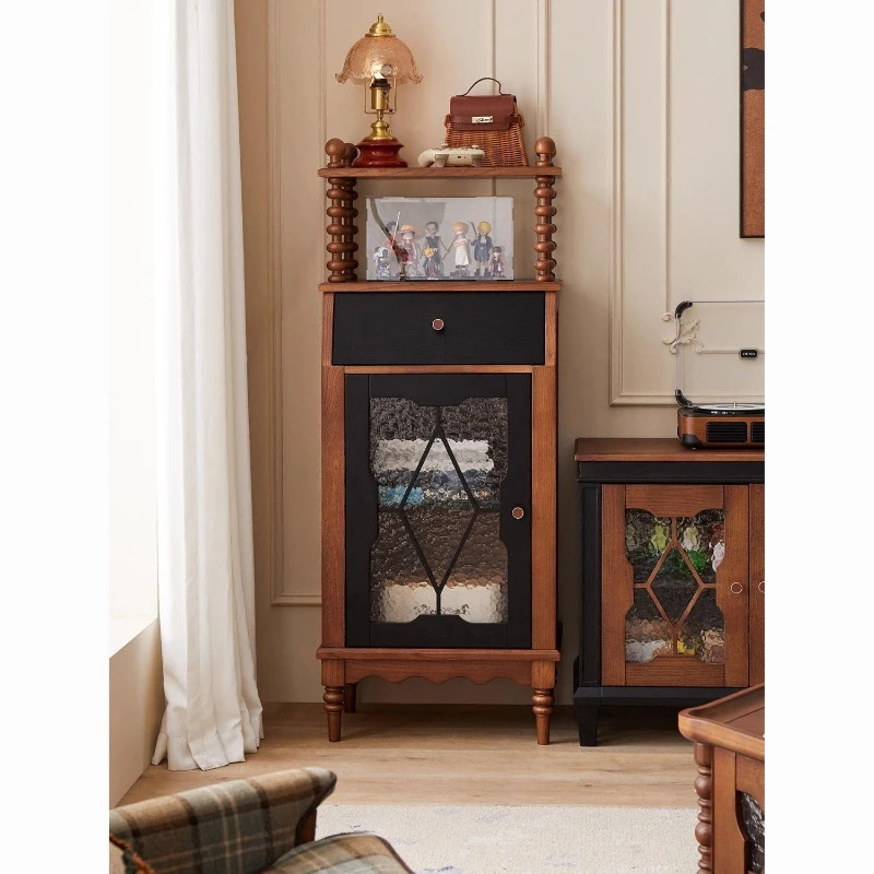 Solid wood chest display cabinet, living room dining side cabinet against the wall, household bedroom storage side cabinet