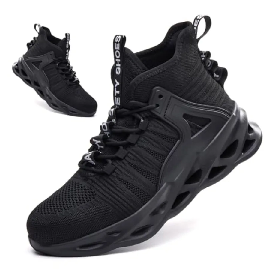 

Steel Toe Boots for Men Women Slip Resistant Work Boots Lightweight High Top Steel Toe Shoes Breathable Safety Shoes