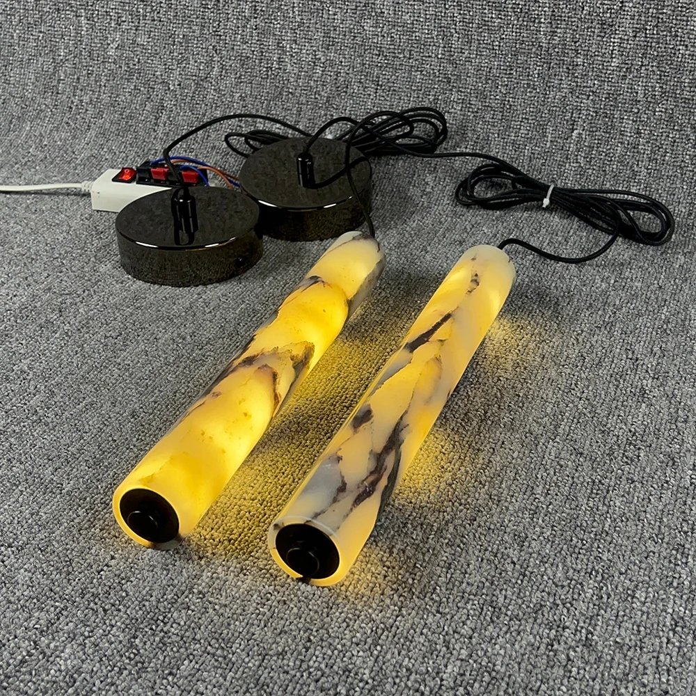 Kreative natürliche Marmor Pendelleuchte schwarz Zylinder Design High-End-LED-Kronleuchter für moderne Wohnzimmer Schlafzimmer Hängeleuchte