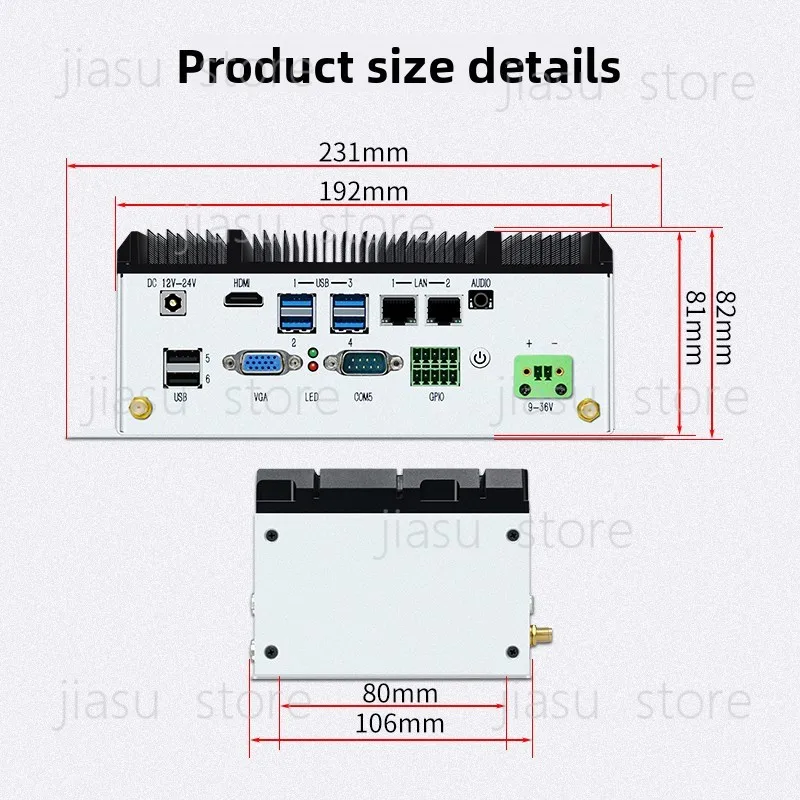 Dual LAN 5‑Serial Mini Industrial PC Embedded Computer Vision Waterproof Dustproof