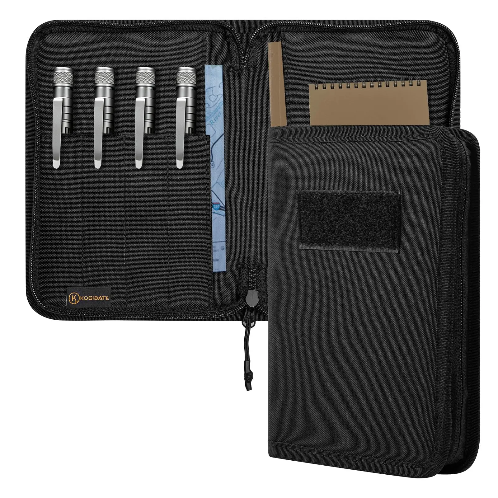Tactical Notebook Cover with Zipper,7.5x5 Inch OCP Military Notebook Cover with Flag Patch(Cover Only)
