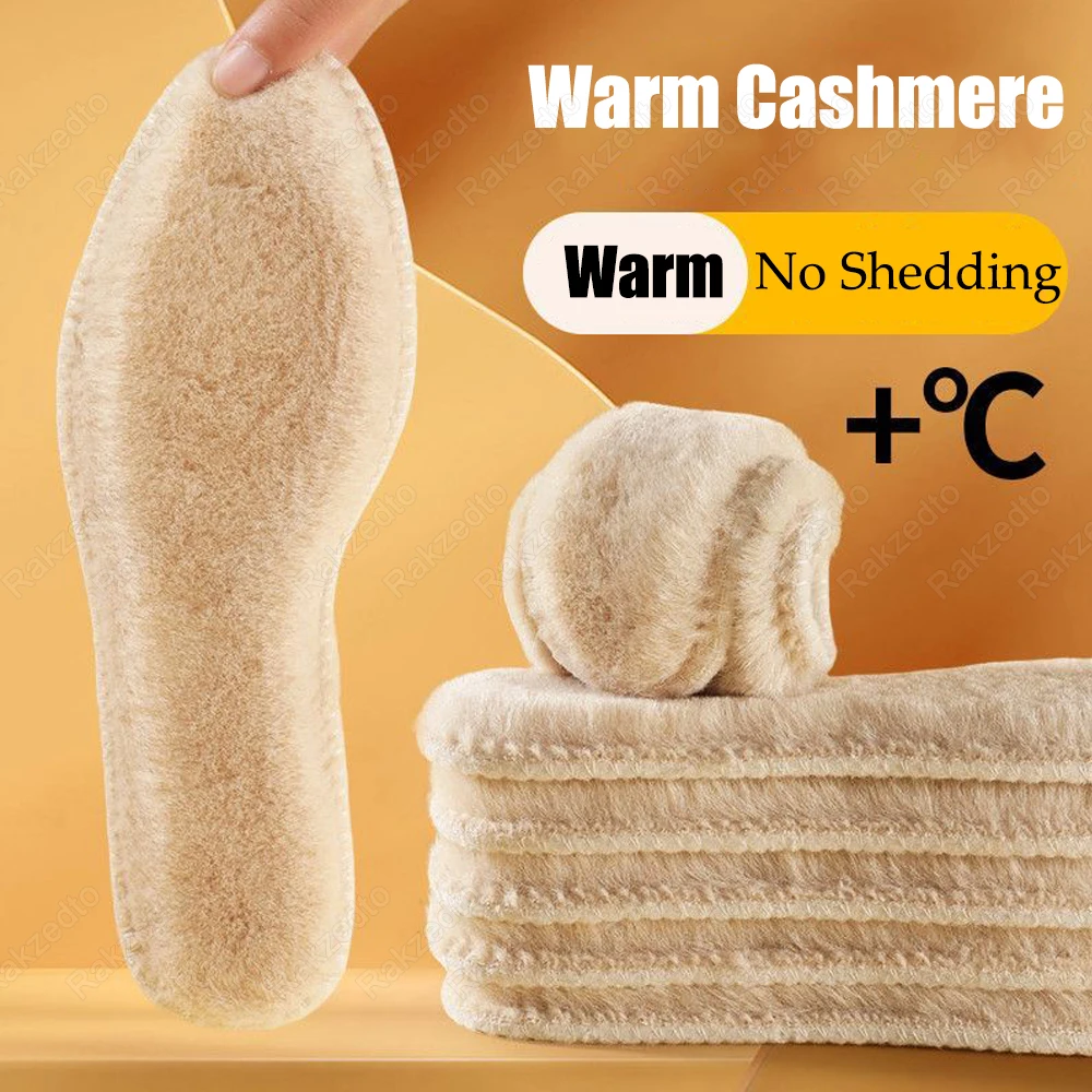 1/2Pairs Imitation Wool Warm Insoles for Boots Man Woman Thickened Fluffy Fleece Thermal Insoles for Shoes Winter Feet Warmers