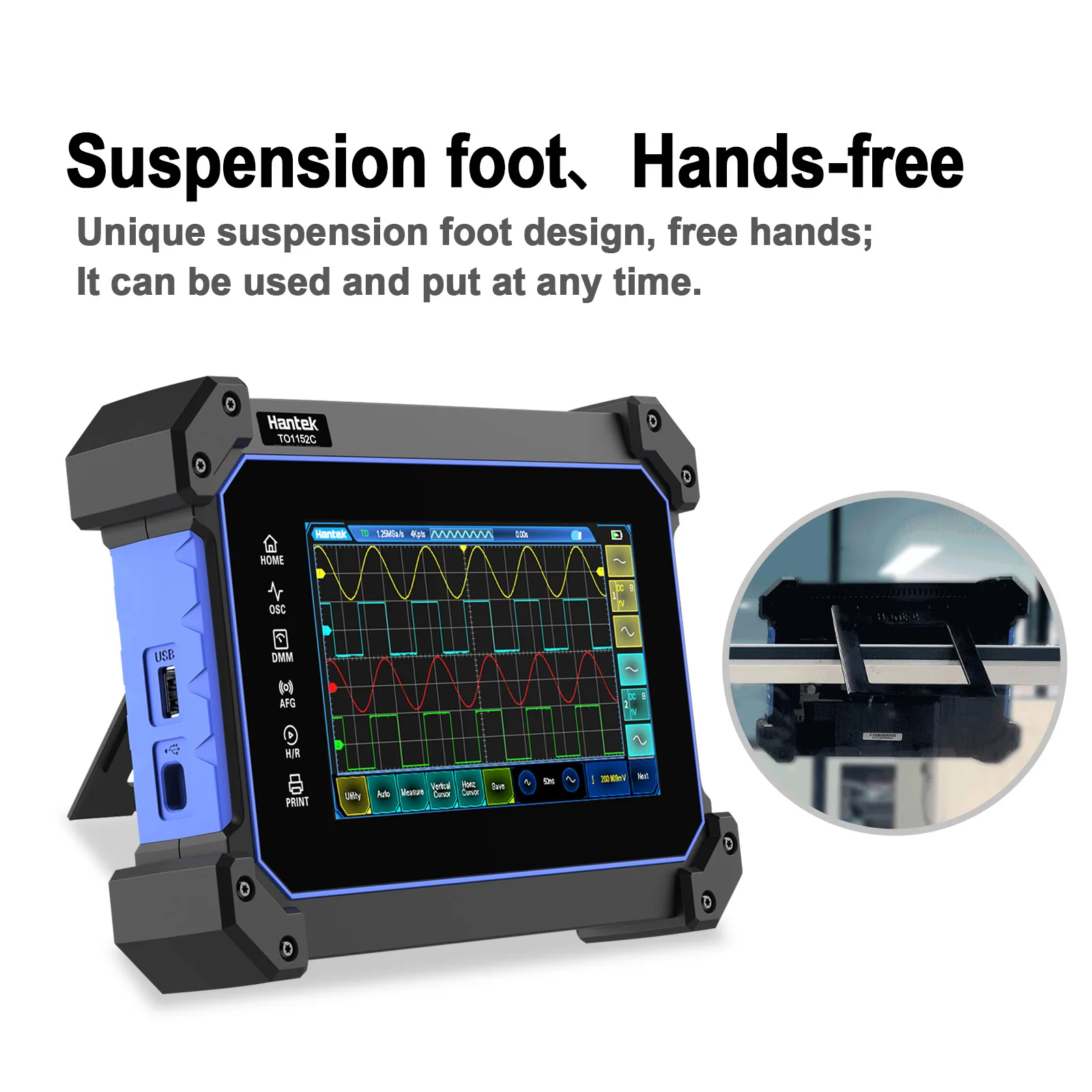 Hantek 2Channels Oscilloscope 250MHz Bandwidth + 7inch TFT LCD Display Full Touch Screen Multimeter 1GSa/S Sampling Rate TO1252C