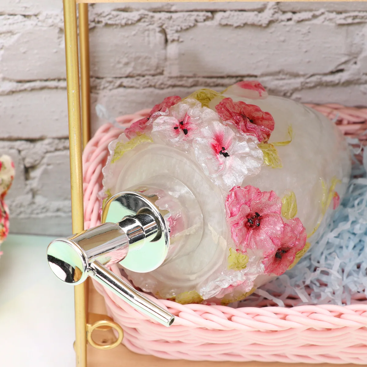 300 مللي أنيقة الأزهار الضوء الأخضر يترك الصحافة مضخة موزع زجاجة لغسل الجسم الشامبو غسول إعادة الملء المحمولة صابون اليد #5