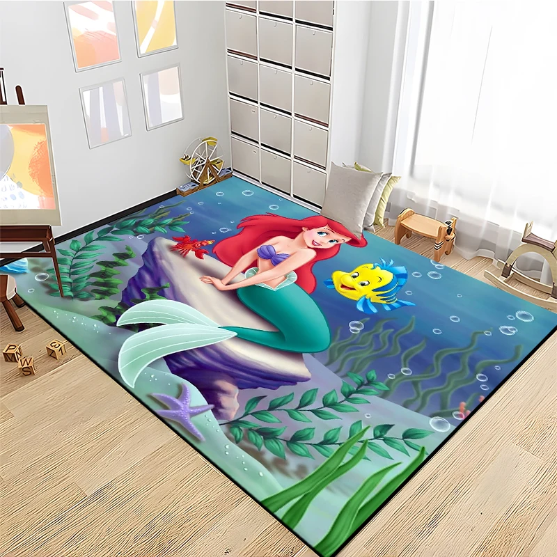 

15 Size Little Mermaid Princess 3D Carpet Rugs for Home Living Room Bedroom Sofa Doormat Decor,Kids Area Rug Non-slip Floor Mat