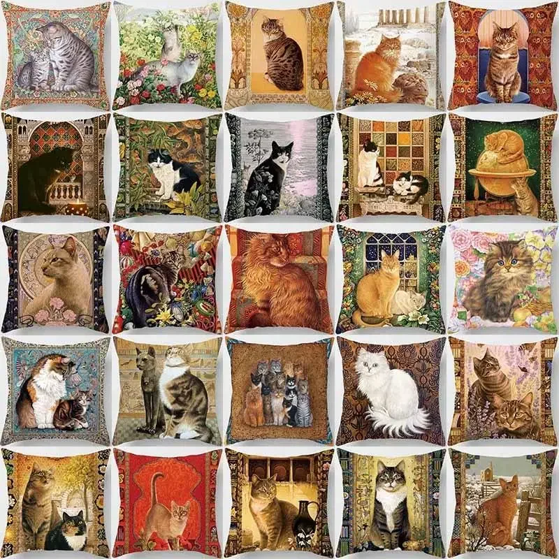 Unique Cat Pattern Pillowcase Sofa Home Decoration Car Office Supplies Outdoor  Cushion