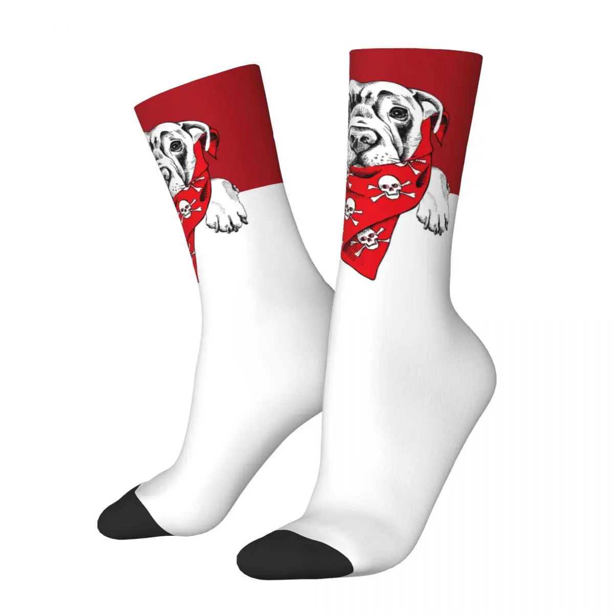 Happy Retro Labrador In Red Crazy Men's Socks Unisex Dog Lover Street Style Seamless Printed Novelty Crew Sock Boys Gift