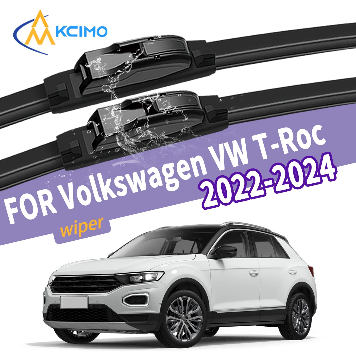 

Noiseless Performance Premium Quality 2Pcs Front Windshield Wiper Blades for Volkswagen VW T-Roc TRoc T Roc 2022-2024