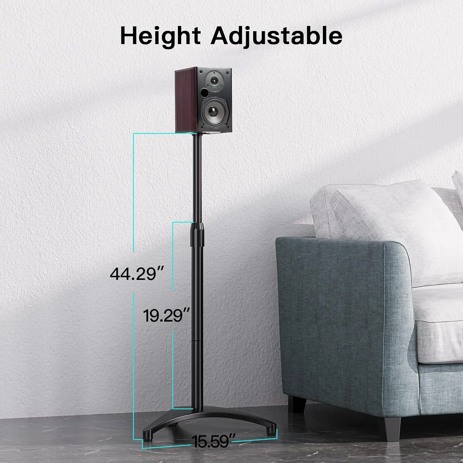

Speaker Stand - Extend 20" to 44" - Holds Satellite Speakers & Small Bookshelf Speakers up to 9 lbs, Floor Stands Compatible