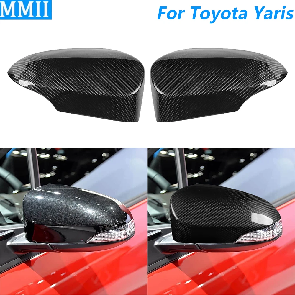 For Toyota Yaris 2012-2020 Real Dry Carbon Fiber Rearview Mirror Cover Panel Cover Sticker Trim Car Accessories Modification