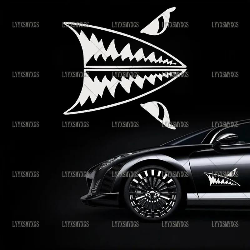 

Self-Adhesive Custom Mini Tooth Shark Car Stickers Waterproof Sunscreen Vinyl Decal PVC wholesale Car Accessories