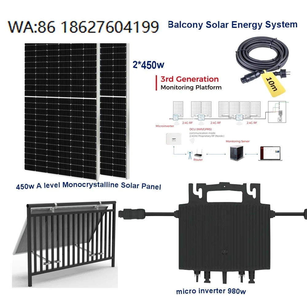 500W On-Grid Micro Inverter Balcony Solar System, Grade A Panel, Wall Mount Bracket Stable Power