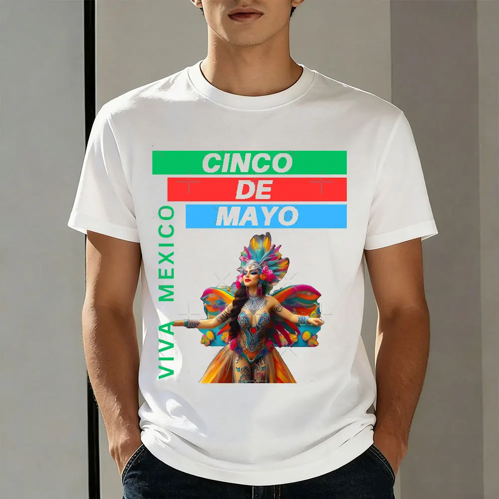 May 5th Mexico Cinco De Mayo Men T-Shirt Summer Mexican Celebration Viva Mexico Festival Graphic Tee Top Gift for Men