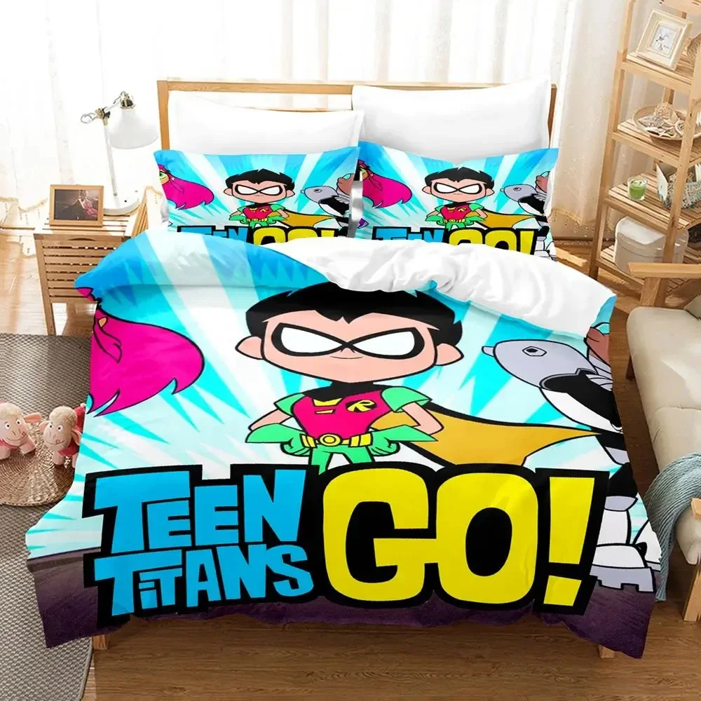 

3D Print Cartoon Titans Teen Go Bedding Set Duvet Cover Bed Set Quilt Cover Pillowcase Comforter king Queen Size Boys Adult