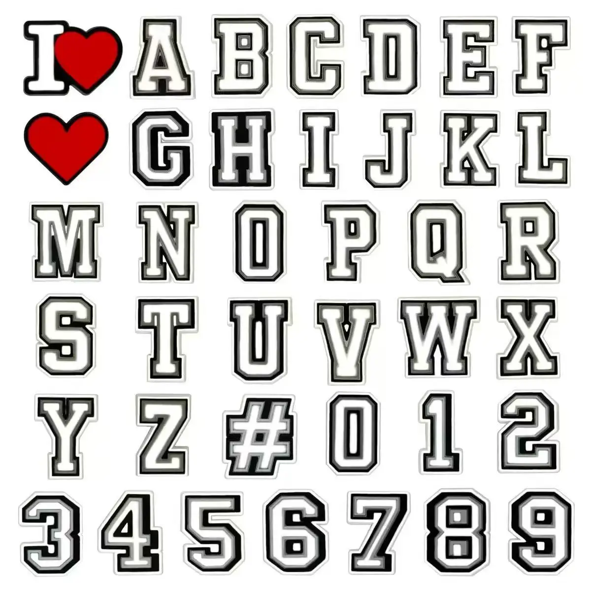 26/39pcs Black and Red, Luminous, Letters Shoe Charms For Sandals, Shoe Decoration Accessories Shoe Pins Great Gift For Men Wome