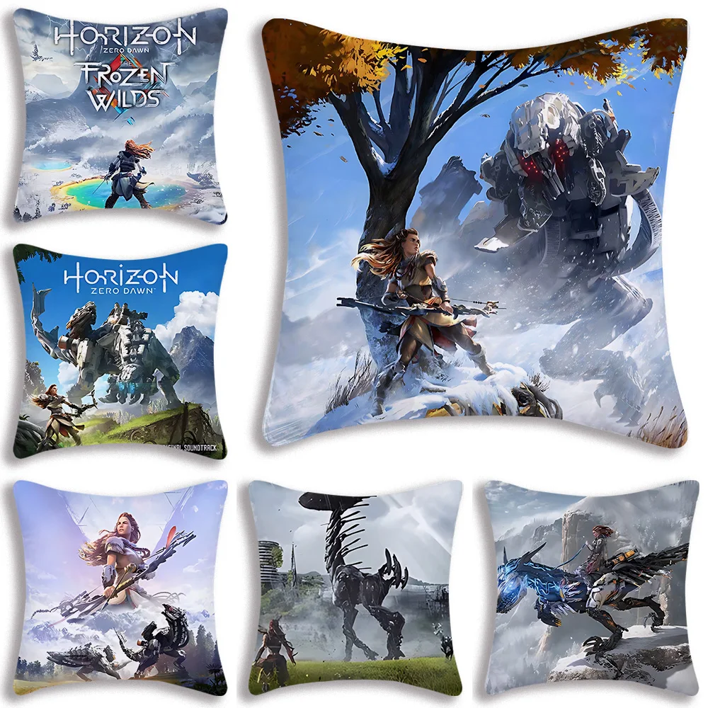 

H-Horizo n F-Forbidden Wests Pillow Covers Cartoon Sofa Decorative Home Double-sided Printing Short Plush Cute Cushion Cover