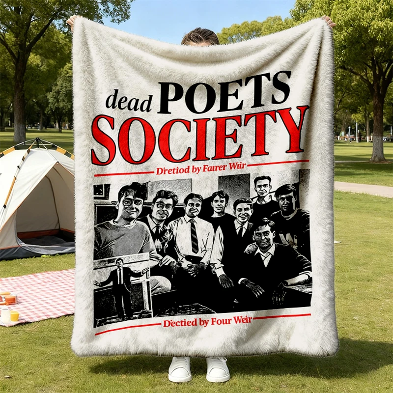 Dead Poets Society Flannel Blanket, 1989 Classic Drama Film Flannel Throw, Inspirational Teacher Movie Cozy Blanket, Poe