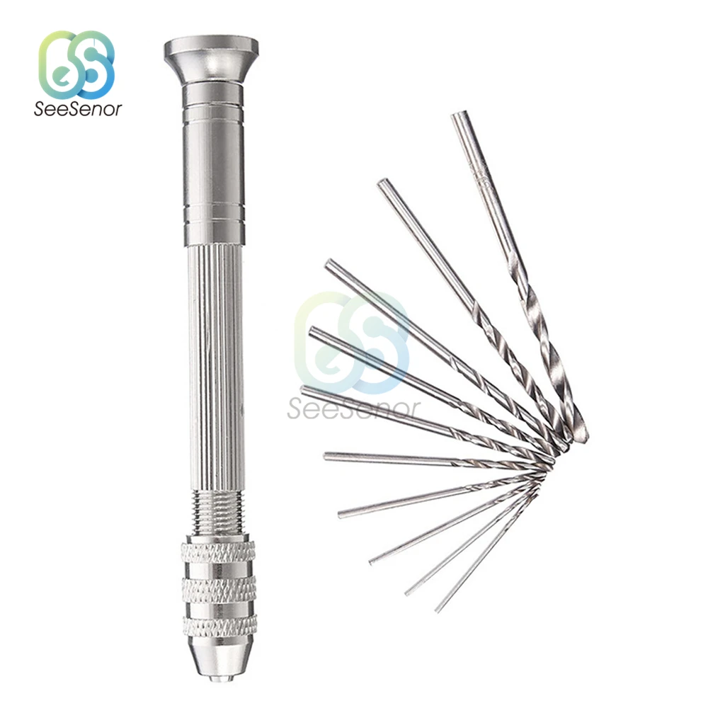 Mini Micro Hand Drill With Keyless Chuck Rotary Tools Wood Drilling HSS Twist Drill Bits Set 0.5-3.0mm High Speed Steel Drill