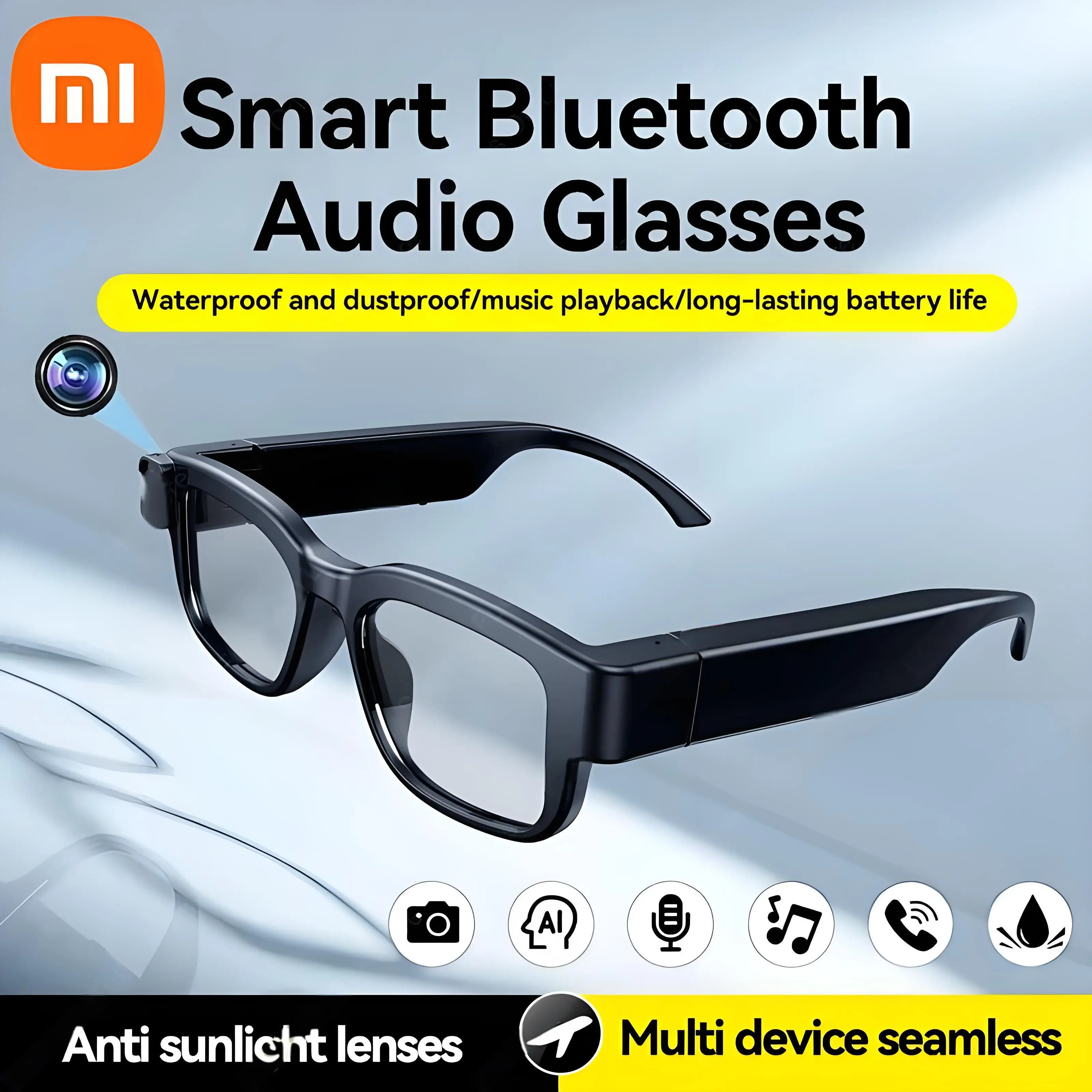 Xiaomi AI ترجمة النظارات الذكية 200 واط بكسل HD صور فيديو الحد من الضوضاء AI التعرف على مكافحة الضوء الأزرق النظارات الذكية 2025