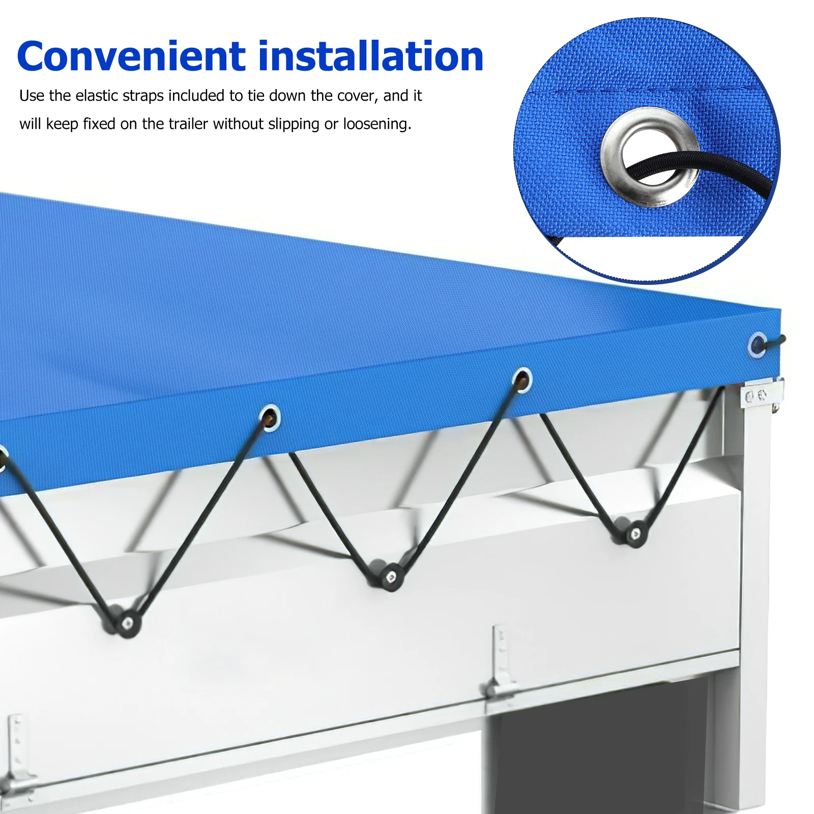 

Trailer Cover 600D PVC Tarpaulin Rubber Rope Trailer Shade Caravan Protector Rv Accessories Camping Windproof Rain