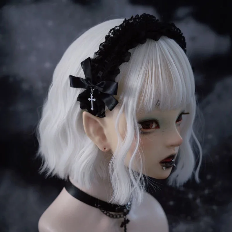 

Gothic Bow Lace Cross Harajuku Punk Headbands Women Subculture Streewear Hair Band Y2K Girl Headdress Hair Accessories