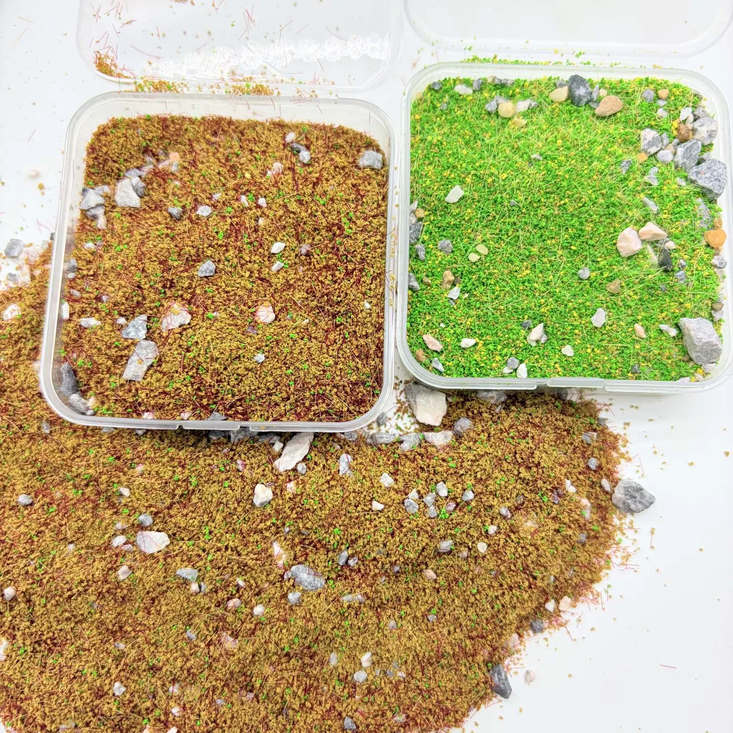 30G 1Box DIY Model Mixed with Stone Grass Powder,Simulating Lawn,Sand Table Miniature Landscape Layout with Stone Vegetation