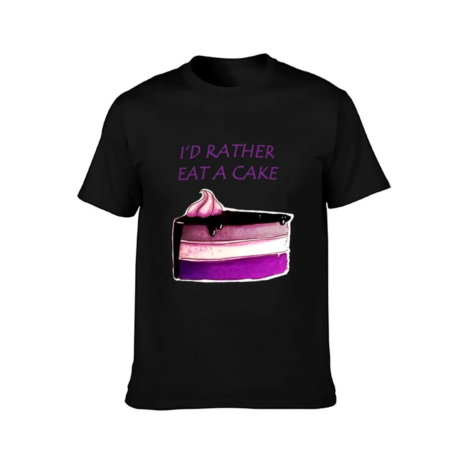 Asexual Cake T-Shirt Summer Casual Cotton Tee Oversized Streetwear Tops Vintage Graphic Print Loose Fit Short Sleeve