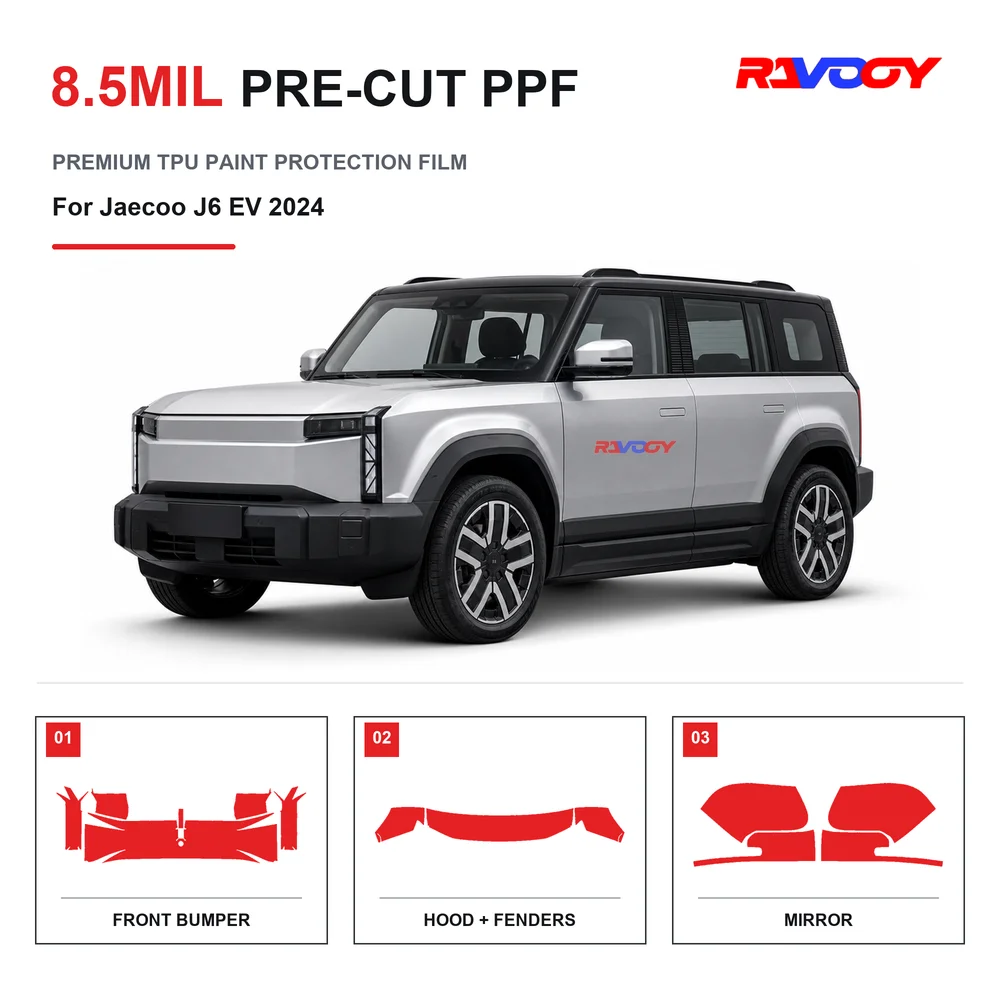 Precut PPF For Jaecoo J6 EV 2024 8.5mil TPU Clear Paint Protection Film Self Healing Hydrophobic UV Stone Chip Guard