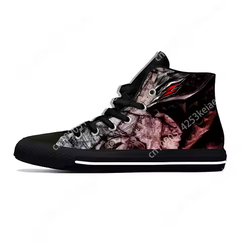 Anime Manga Cartoon Berserk Guts Black Swordsman Casual Cloth Shoes High Top Lightweight Breathable 3D Print Men Women Sneakers