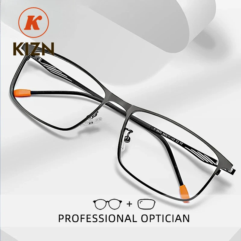 

KIZN Ультралегкие мужские деловые очки для чтения с большой оправой, антибликовые, от синего света, для коррекции близорукости и дальнозоркости, по рецепту
