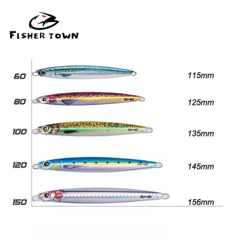 2023 Sea fishing Metal Jig 40g 60g 80g Fishing Lure Weights Bass Fishing Bait Tackle Trout Jigging Lure Jigs Saltwater Lures