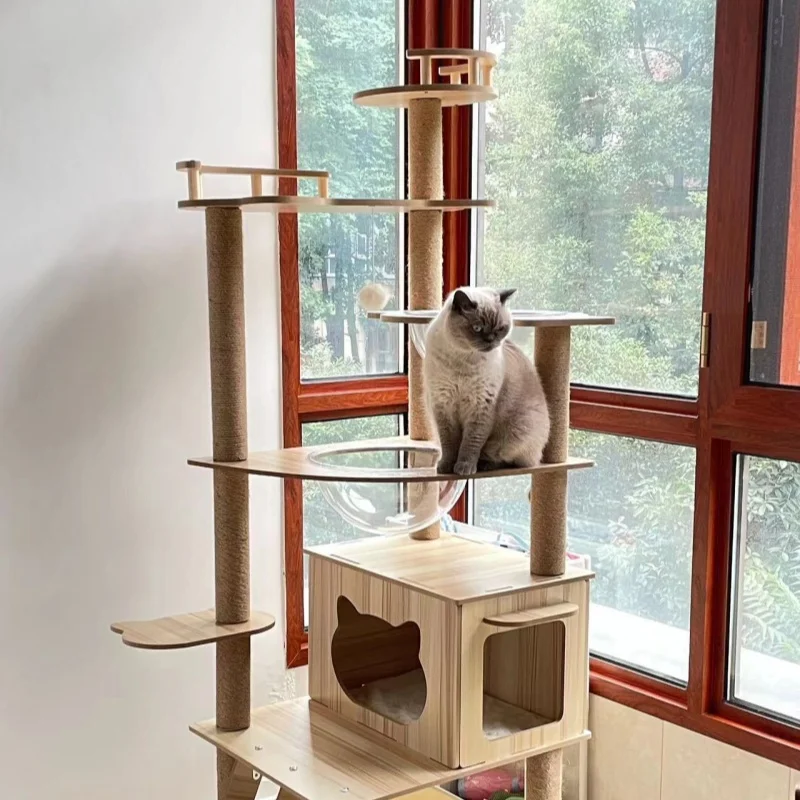 Cat Tree Sisal Rope Cat Tower Cat Scrapers Scratching Post For Cats Toys For Cat Grinding Paws Multi-Level Cat Climbing Frame